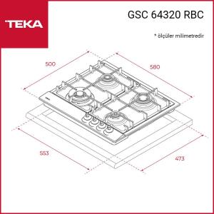 Teka GSC 64320 RBC AT Ankastre Ocak, Antrasit, Rustik, Country, 60cm, 4 Göz, 1 Wok - 3