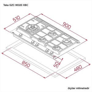 Teka GZC 95320 XBC Ankastre Ocak, Siyah Cam, 90 cm - 2