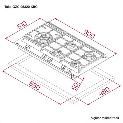 Teka GZC 95320 XBC Ankastre Ocak, Siyah Cam, 90 cm - 2