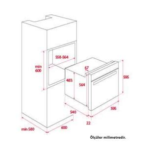 Teka HE 715 BK Ankastre Fırın, Siyah cam yüzey, 65LT - 2