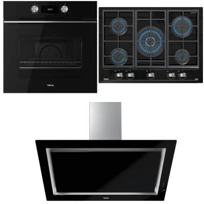 Teka HLB 8400 BK Fırın, GZC 75330 XBC BK E4 Ocak, DLV 98660 BK TOS Davlumbaz, Siyah Renk, Ankastre Set - 1