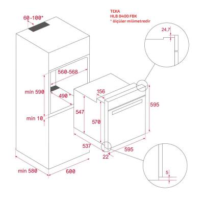 Teka HLB 8400 FBK Full Black Ankastre Fırın, Turbo, 9 Program, 70 LT - 3