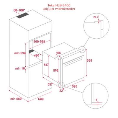 Teka HLB 8400 WH Ankastre Fırın, Beyaz, 9 program, 70 Lt - 4