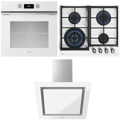 Teka HLB 8400 WH Fırın, GZC 64320 XBC WH E4 Ocak, DLV 68660 WH TOS Davlumbaz, Beyaz Renk, Ankastre Set - 1