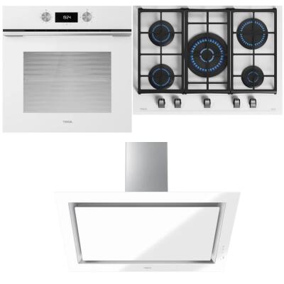 Teka HLB 8400 WH Fırın, GZC 75330 XBC WH E4 Ocak, DLV 98660 WH TOS Davlumbaz, Beyaz Renk, Ankastre Set - 1
