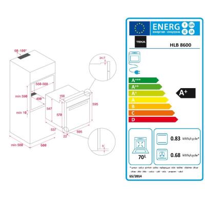 Teka HLB 8600 BK Ankastre Turbo Fırın, A+, Siyah - 5