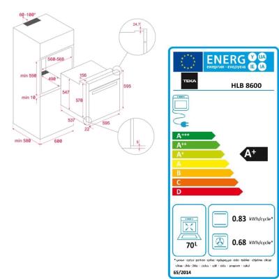 Teka HLB 8600 ST Ankastre Turbo Fırın, A+, Stone Grey - 4