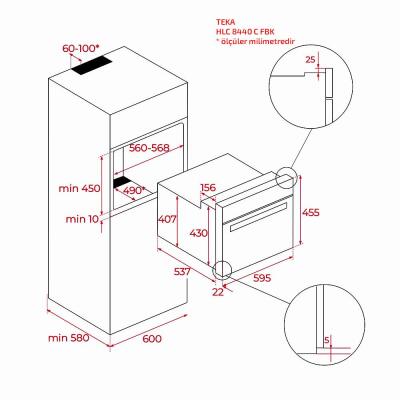 Teka HLC 8440 C FBK Full Black Kompakt Ankastre Fırın ve Mikrodalga, 44 Litre - 4