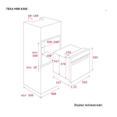 Teka HRB 6300 AT Ankastre Country Fırın, Rustik, Retro, Antrasit renk, 70LT - 2
