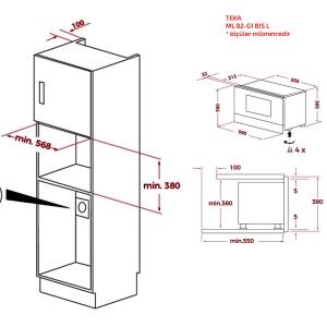 Teka ML 82-G1 BIS L Infinity G1 Ankastre Izgaralı Mikrodalga Fırın, Siyah - 4