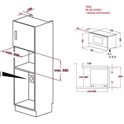 Teka ML 82-G1 BIS L Infinity G1 Ankastre Izgaralı Mikrodalga Fırın, Siyah - 4