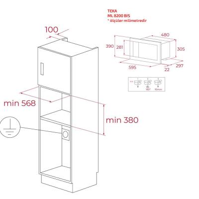Teka ML 820 BIS Ankastre Izgaralı Mikrodalga Fırın, 20 LT - 3