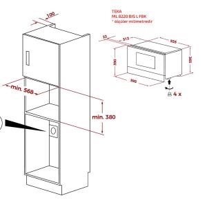 Teka ML 8220 BIS L FBK Full Black Ankastre Izgaralı Mikrodalga Fırın, 22 LT - 4