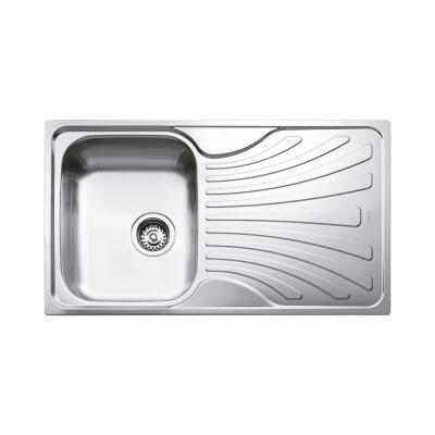 Teka NERISSA 50 1B 1D Çelik Evye, Sağ Damlalıklı, Parlak Yüzey, Tezgah Üstü, 86x50 cm - 1