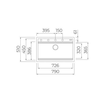 Teka NOVA 80 WS-TG Granit Evye, Siyah Renk, Tezgah Üstü, 77x48 CM - 5
