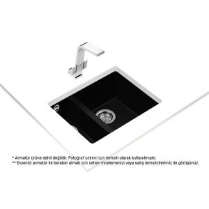 Teka SQUARE 560 TG BLACK Granit Evye, Siyah, 1,5 Hazne, Tezgah Altı, 56x44 cm - 2
