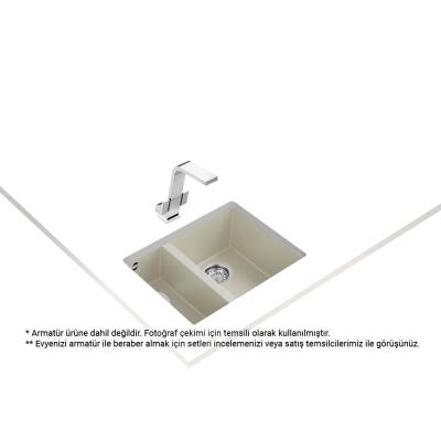 Teka SQUARE 560 TG BRIGHT CREAM Granit Evye, Krem, 1,5 Hazne, Tezgahaltı, 40x32x16 cm - 2
