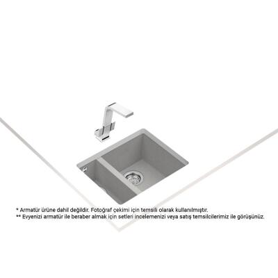 Teka SQUARE 560 TG STONE GREY Granit Evye, Gri, 1,5 Hazne, Tezgah Altı, 56x44 cm - 2