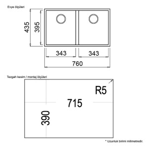 Teka SQUARE 2B 760 TG ARTIC WHITE Granit Evye, Tezgahaltı - 3