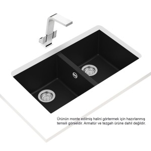 Teka SQUARE 2B 760 TG BLACK Granit Evye, Tezgahaltı, Siyah Renk, 76x43 cm - 2