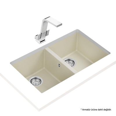 Teka SQUARE 2B 760 TG BRIGHT CREAM Granit Evye, Tezgahaltı, 76x43 cm - 2