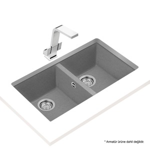 Teka SQUARE 2B 760 TG STONE GREY Granit Evye, Tezgahaltı, 76x43 cm - 2