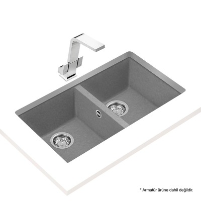 Teka SQUARE 2B 760 TG STONE GREY Granit Evye, Tezgahaltı, 76x43 cm - 2