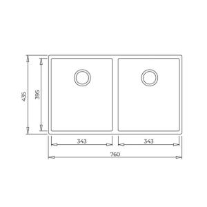 Teka SQUARE 2B 760 TG STONE GREY Granit Evye, Tezgahaltı, 76x43 cm - 3