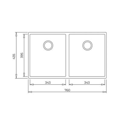 Teka SQUARE 2B 760 TG STONE GREY Granit Evye, Tezgahaltı, 76x43 cm - 3