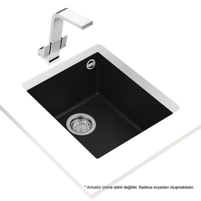 Teka SQUARE 34.40 TG BLACK Granit Evye, Tezgah Altı, 38x44 cm - 2
