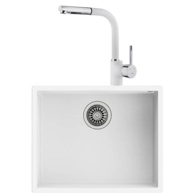 Teka SQUARE 50.40 Granit Beyaz Evye, ARK 938 Spiralli Beyaz Armatür - 1