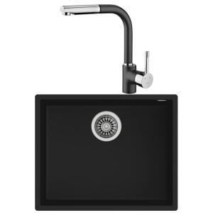 Teka SQUARE 50.40 Granit Siyah Evye, ARK 938 Spiralli Siyah Armatür - Teka