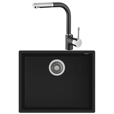 Teka SQUARE 50.40 Granit Siyah Evye, ARK 938 Spiralli Siyah Armatür - 1