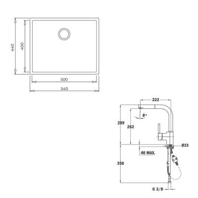 Teka SQUARE 50.40 Granit Siyah Evye, ARK 938 Spiralli Siyah Armatür - 4