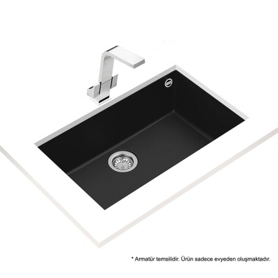 Teka SQUARE 72.40 TG BLACK Granit Evye, Tezgah Altı, 76x44 cm - 2