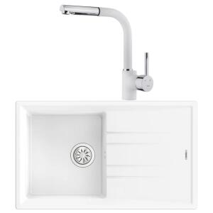 Teka Stone 50 B-TG Granit Beyaz Evye, ARK 938 Spiralli Beyaz Armatür - 1