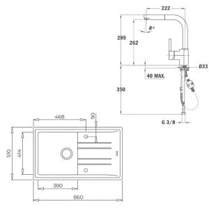 Teka Stone 50 B-TG Granit Beyaz Evye, ARK 938 Spiralli Beyaz Armatür - 4