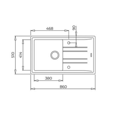 Teka STONE 50 B-TG Metallic Grey Evye, Damlalıklı, Tezgah Üstü, 86x51 cm - 3