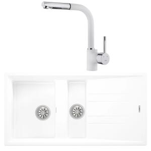 Teka Stone 60 B-TG Granit Beyaz Evye, ARK 938 Spiralli Beyaz Armatür - 1