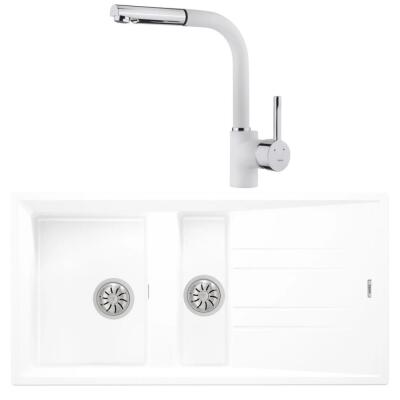 Teka Stone 60 B-TG Granit Beyaz Evye, ARK 938 Spiralli Beyaz Armatür - 1