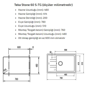 Teka STONE 60 S-TG AUTO WHITE Granit Evye - 2