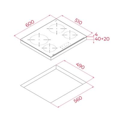Teka TBC 64010 TTC BK Vitroseramik Ankastre Ocak, Siyah Renk, 60 cm - 4