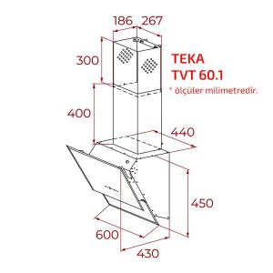 Teka TVT 60.1 Duvar tipi Davlumbaz, 60 cm, Siyah - 3