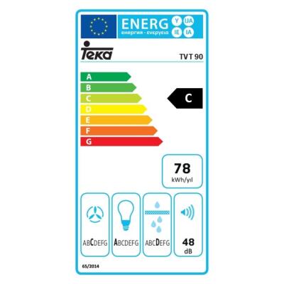 Teka TVT 90 Duvar tipi Davlumbaz, 90 cm, Siyah - 2