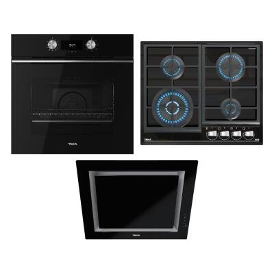 Teka Urban 60 Siyah Ankastre Set, HLB 8400 BK Fırın, GZC 64320 XBC BK Ocak, DLV 68660 BK TOS Davlumbaz - 1