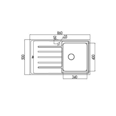 Teka VITAE 45 B 1B 1D Çelik Evye, Sağ Damlalıklı, Mikro Keten, Tezgah Üstü, 86x50 cm - 3