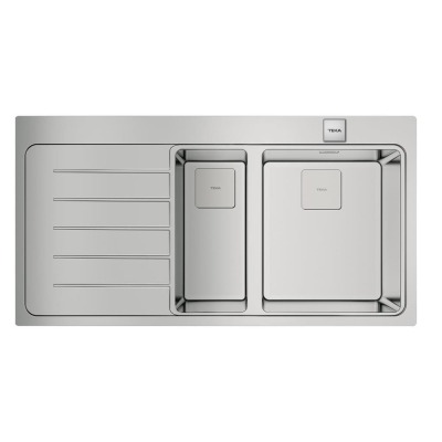 Teka ZENIT RS15 1 1/2B 1D Çelik Evye, Sol Damlalıklı, Tezgah Üstü, 100x52 cm - 1