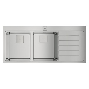 Teka ZENIT RS15 2B 1D AUTO Çelik Evye, Sağ Damlalıklı, Tezgah Üstü, 116x52 cm - Teka