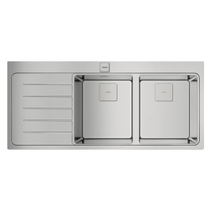 Teka ZENIT RS15 2B 1D AUTO Çelik Evye, Sol Damlalıklı, Tezgah Üstü, 116x52 cm - Teka