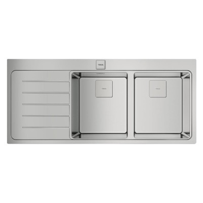 Teka ZENIT RS15 2B 1D AUTO Çelik Evye, Sol Damlalıklı, Tezgah Üstü, 116x52 cm - 1